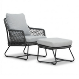 Gianna lounge balkonset 2 personen | touw + aluminium | Stone Grey | 4-delig