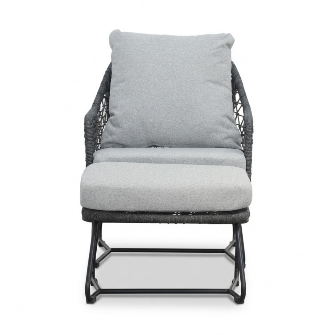 Gianna lounge balkonset 2 personen | touw + aluminium | Stone Grey | 4-delig