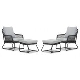 Gianna lounge balkonset 2 personen | touw + aluminium | Stone Grey | 4-delig