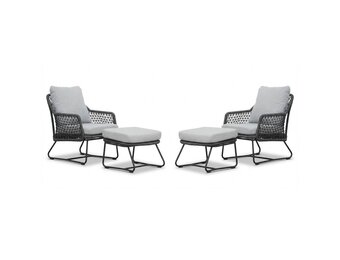 Gianna lounge balkonset 2 personen | touw + aluminium | Stone Grey | 4-delig