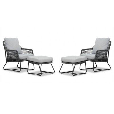 Gianna lounge balkonset 2 personen | touw + aluminium | Stone Grey | 4-delig
