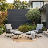 Gianna lounge balkonset 2 personen | touw + aluminium | Stone Grey | 4-delig