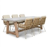Veltis/Carlos bamboo beige dining tuinset | 6 personen | polystone + wicker | 250cm