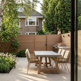 Veltis/Carlos bamboo beige dining tuinset | 6 personen | polystone + wicker | 250cm
