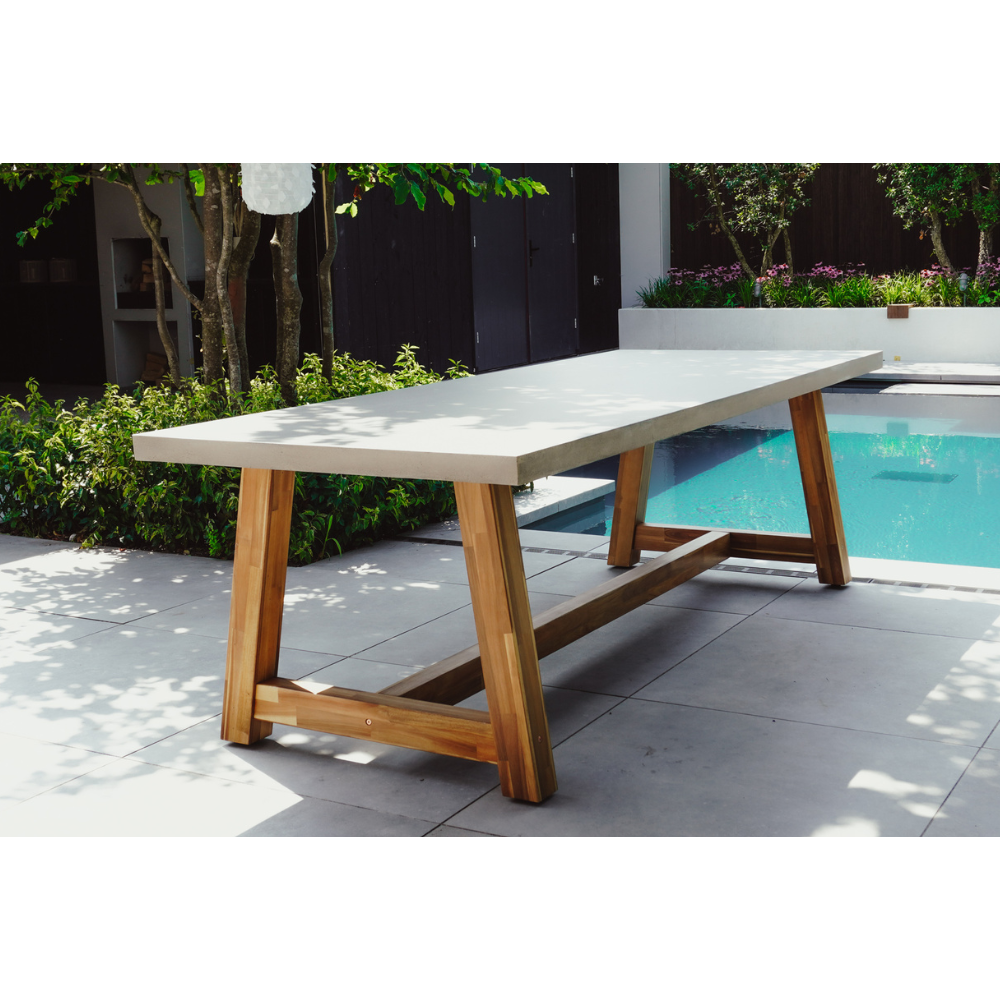 Veltis/Carlos bamboo beige dining tuinset | 6 personen | polystone + wicker | 250cm