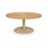 Ventura beige/Ventura Sandstone low dining tuinset | 6 personen | teakhout + touw | 160cm rond