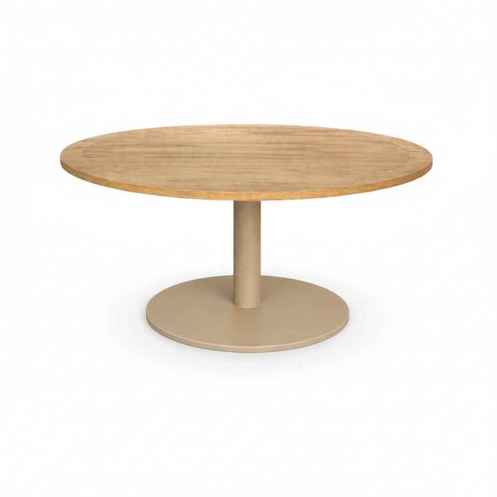 Ventura beige/Ventura Sandstone low dining tuinset | 6 personen | teakhout + touw | 160cm rond