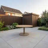 Ventura beige/Ventura Sandstone low dining tuinset | 6 personen | teakhout + touw | 160cm rond