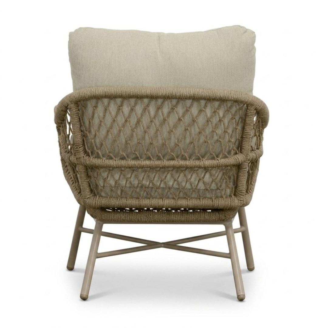 Ventura beige/Ventura Sandstone low dining tuinset | 6 personen | teakhout + touw | 160cm rond