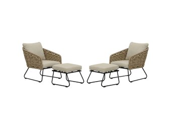 Flora lounge balkonset 2 personen | touw + aluminium | Sahara Dust | 4-delig