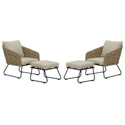 Flora lounge balkonset 2 personen | touw + aluminium | Sahara Dust | 4-delig