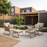 Flora lounge balkonset 2 personen | touw + aluminium | Sahara Dust | 4-delig