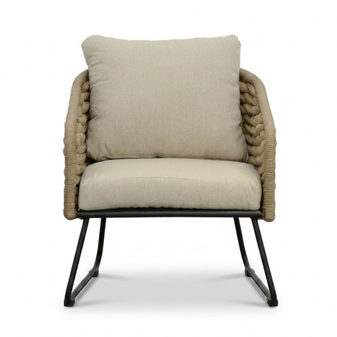 Flora lounge balkonset 2 personen | touw + aluminium | Sahara Dust | 4-delig