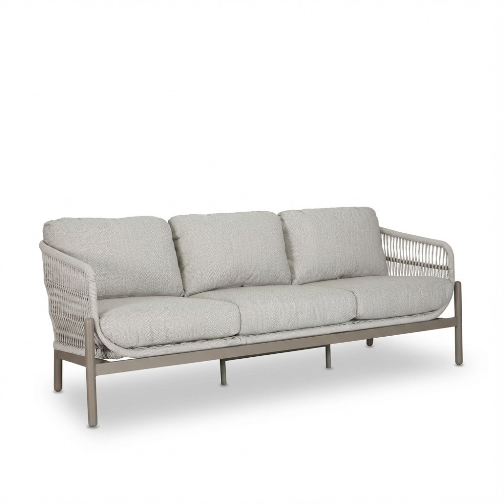 Puglia stoel-bank loungeset 5 personen incl. tafels | touw + aluminium | beige | 3-delig
