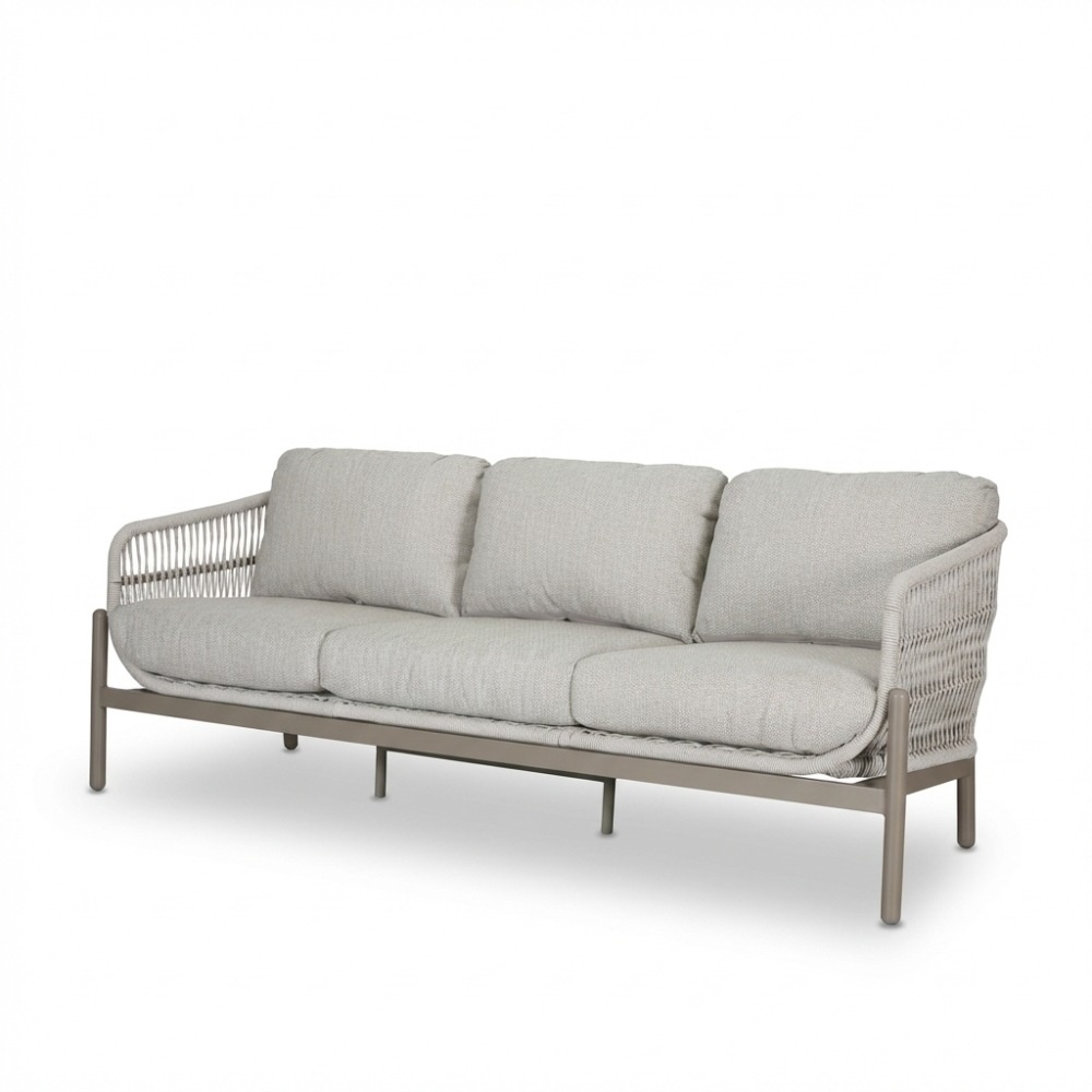 Puglia stoel-bank loungeset 5 personen incl. tafels | touw + aluminium | beige | 3-delig