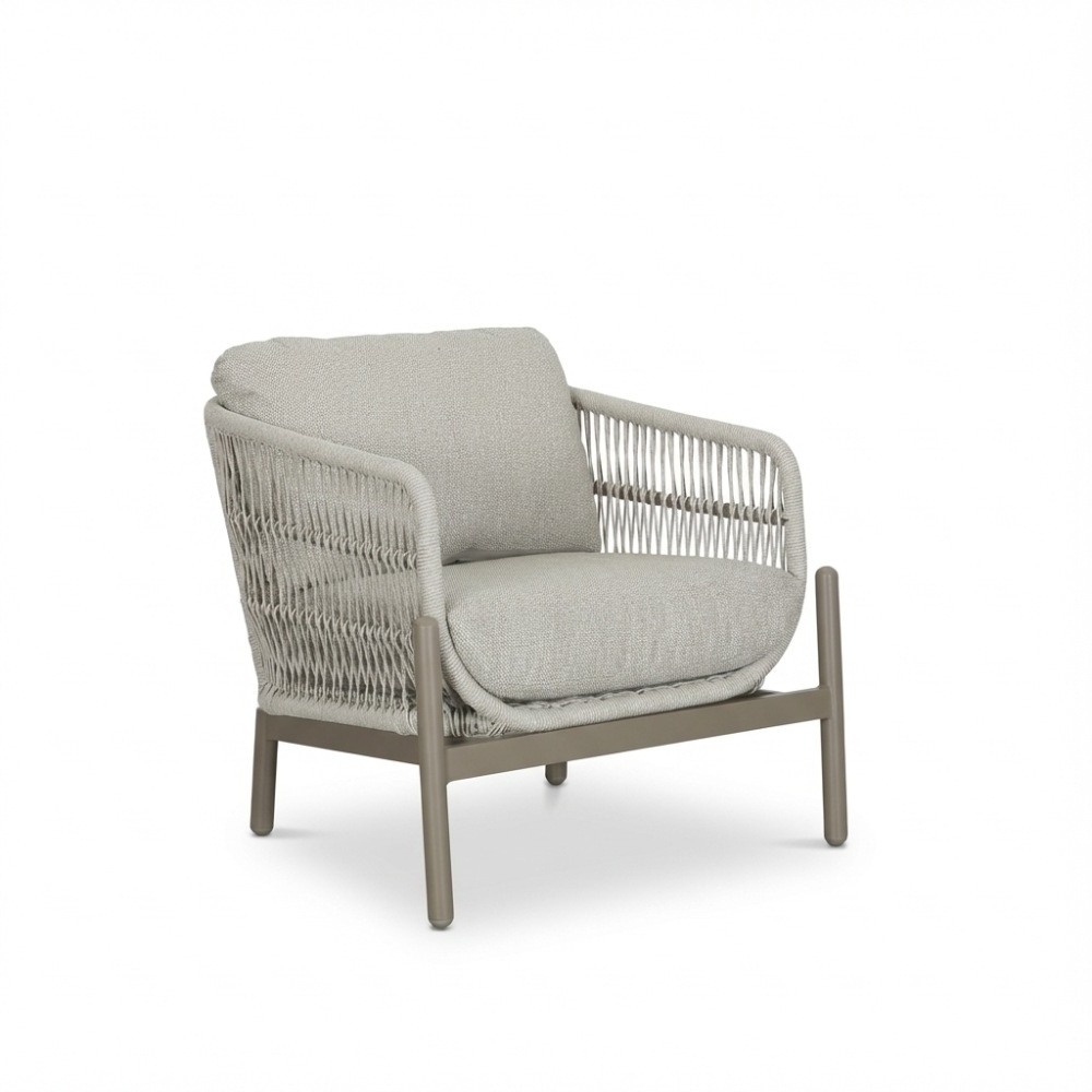 Puglia stoel-bank loungeset 5 personen incl. tafels | touw + aluminium | beige | 3-delig