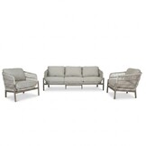 Puglia stoel-bank loungeset 5 personen | touw + aluminium | beige | 3-delig