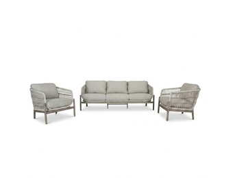 Puglia stoel-bank loungeset 5 personen | touw + aluminium | beige | 3-delig