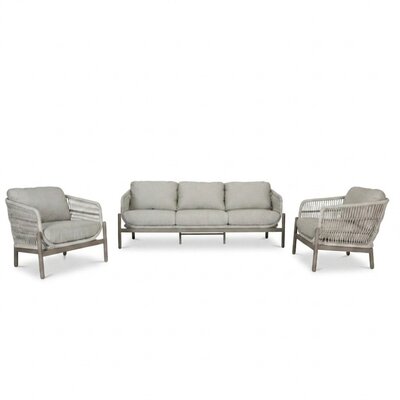 Puglia stoel-bank loungeset 5 personen | touw + aluminium | beige | 3-delig