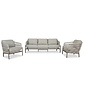 LUX outdoor living Puglia stoel-bank loungeset 5 personen | touw + aluminium | beige | 3-delig
