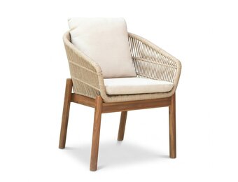 Braga dining tuinstoel | touw + hardhout | zand