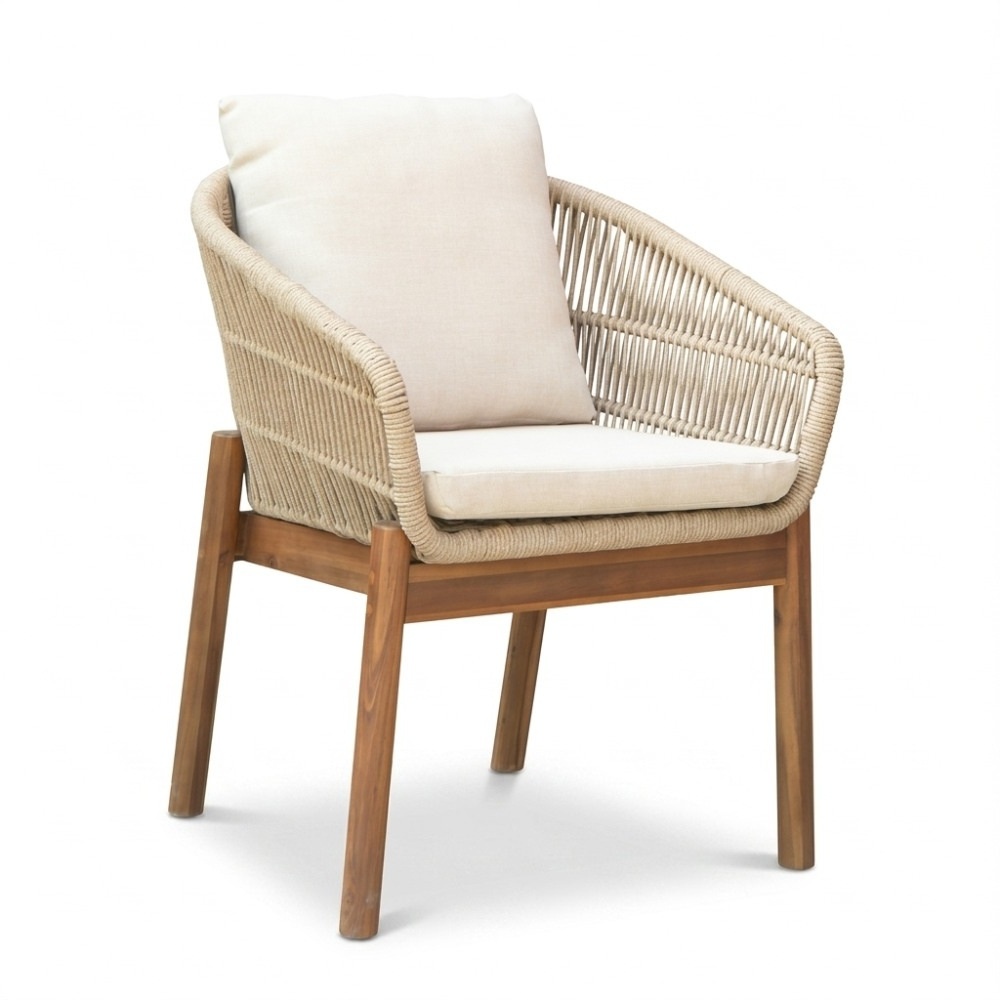 Braga dining tuinstoel | touw + hardhout | zand