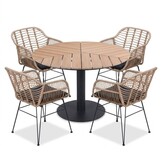 Sirena/Lola dining tuinset | 4 personen | polywood + wicker | 120cm