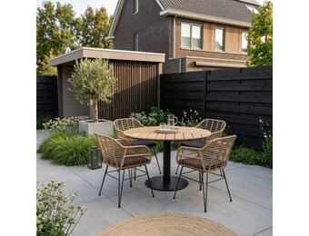 Sirena/Lola dining tuinset | 4 personen | polywood + wicker | 120cm