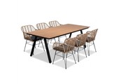 Oslo Natural/Lola dining tuinset | 6 personen | polywood + wicker | 220cm