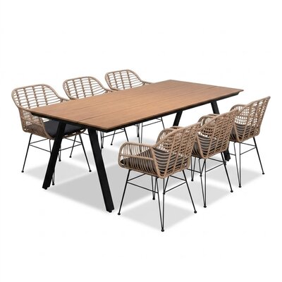 Oslo Natural/Lola dining tuinset | 6 personen | polywood + wicker | 220cm