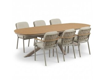 Texas/Montana beige dining tuinset | 6 personen | polywood + aluminium | 260cm Deens ovaal