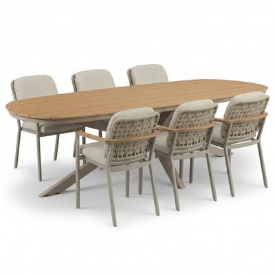 Texas/Montana beige dining tuinset | 6 personen | polywood + aluminium | 260cm Deens ovaal