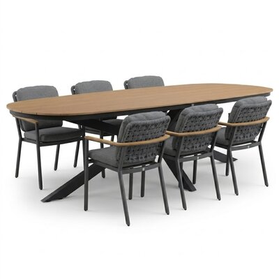 Texas/Montana antraciet dining tuinset | 6 personen | polywood + aluminium | 260cm