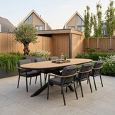 Texas/Montana antraciet dining tuinset | 6 personen | polywood + aluminium | 260cm