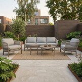 Puglia stoel-bank loungeset 5 personen | touw + aluminium | beige | 3-delig