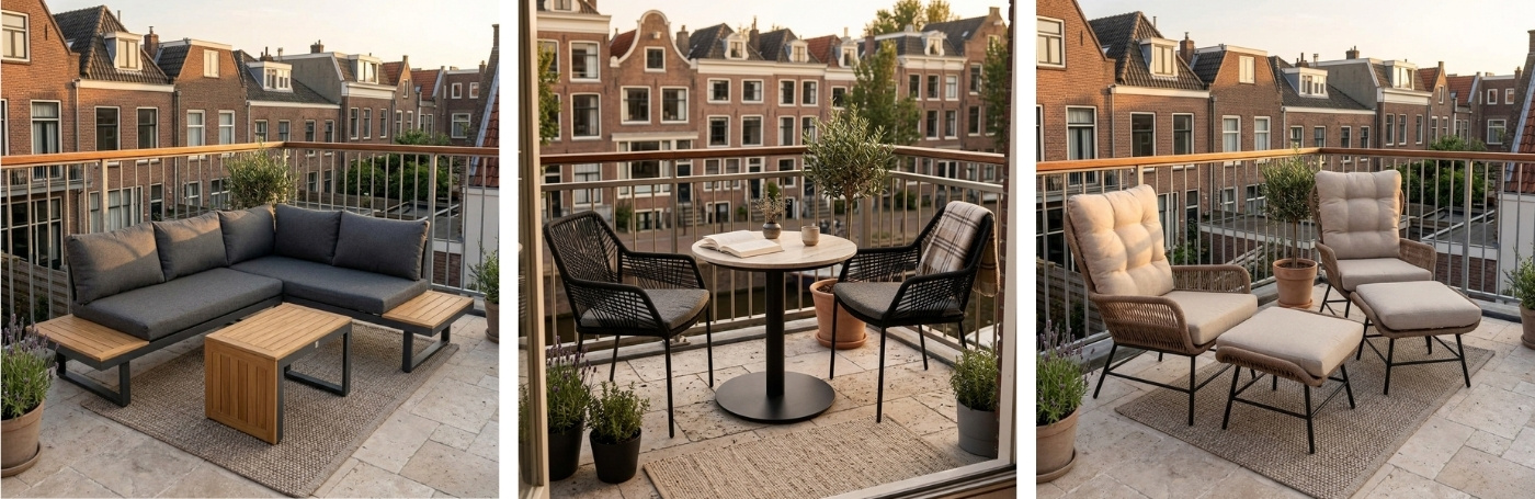 verschillende tuinmeubelen voor op een kleine ruimte