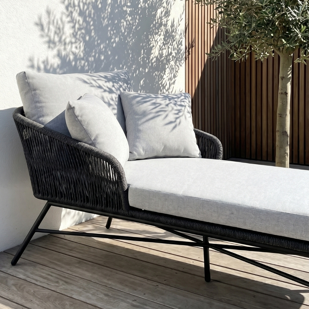 Tulum ligbed | touw + aluminium | Stone Grey