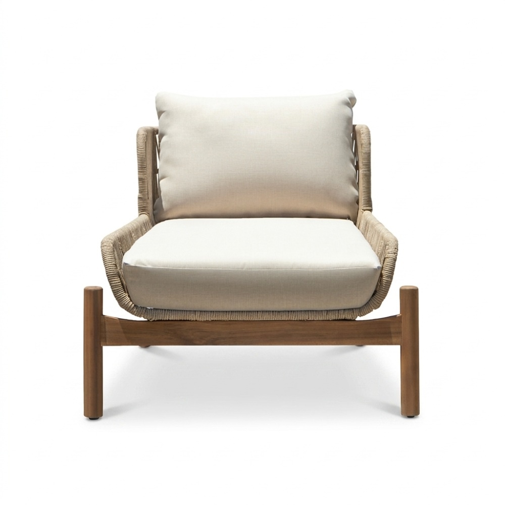 Braga ligbed | touw + hardhout | zand | 190cm