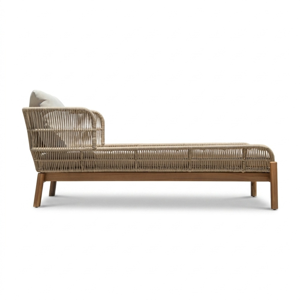 Braga ligbed | touw + hardhout | zand | 190cm