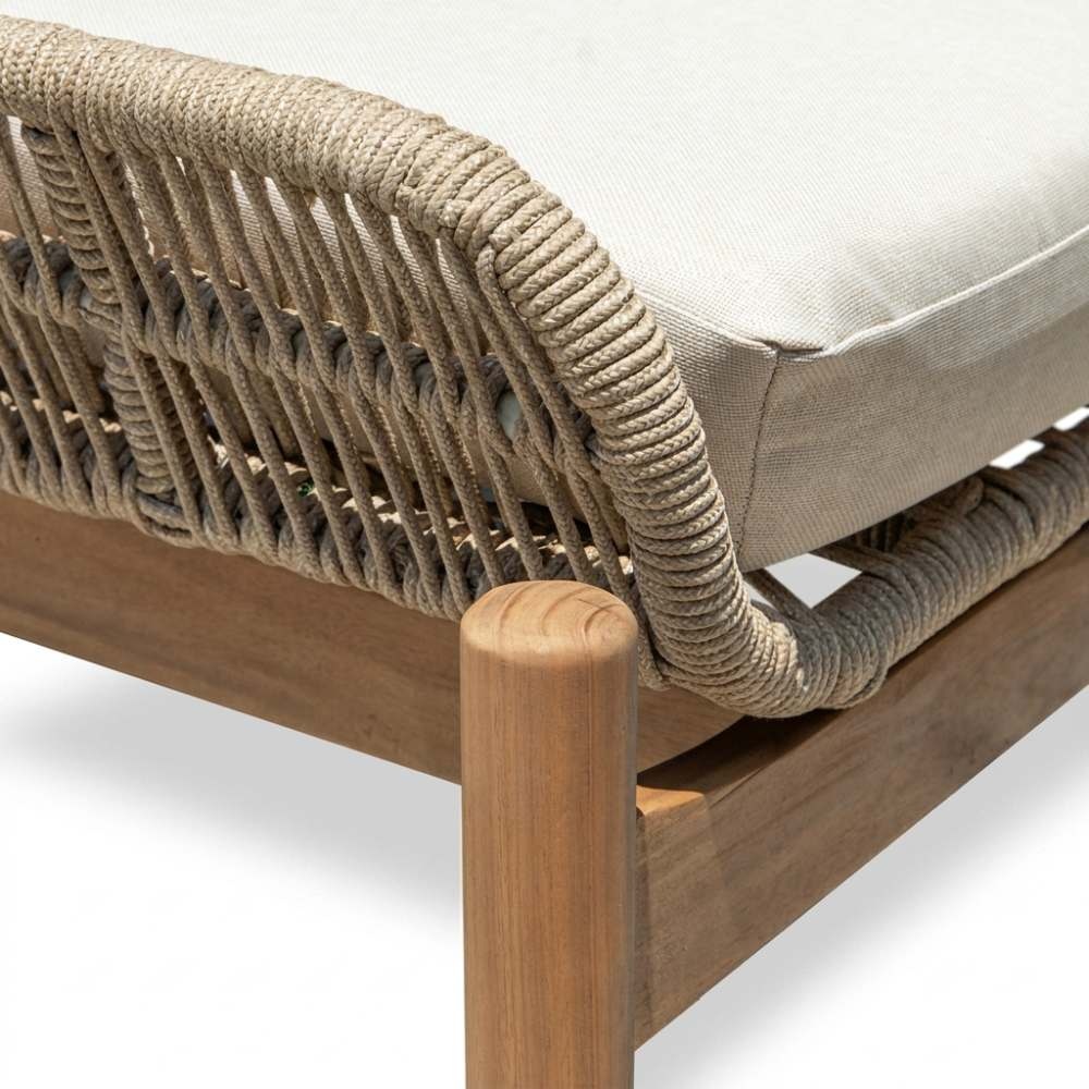 Braga ligbed | touw + hardhout | zand | 190cm