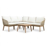 Bella hoek loungeset 5 personen | touw + hardhout | zand | 4-delig | 4-delig - 219x204cm