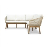 Bella hoek loungeset 5 personen | touw + hardhout | zand | 4-delig | 4-delig - 219x204cm