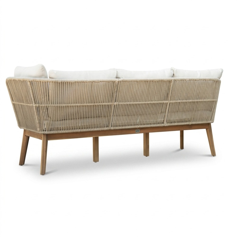 Bella hoek loungeset 5 personen | touw + hardhout | zand | 4-delig | 4-delig - 219x204cm
