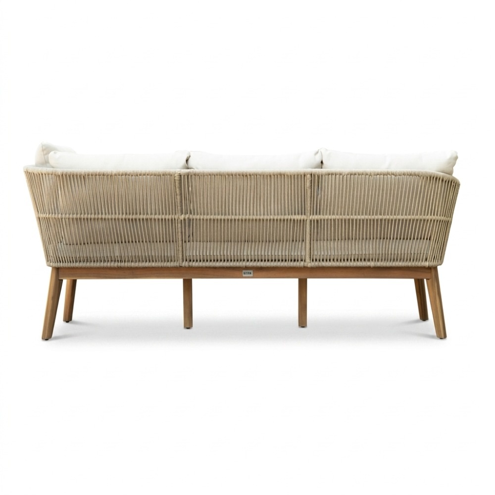 Bella hoek loungeset 5 personen | touw + hardhout | zand | 4-delig | 4-delig - 219x204cm