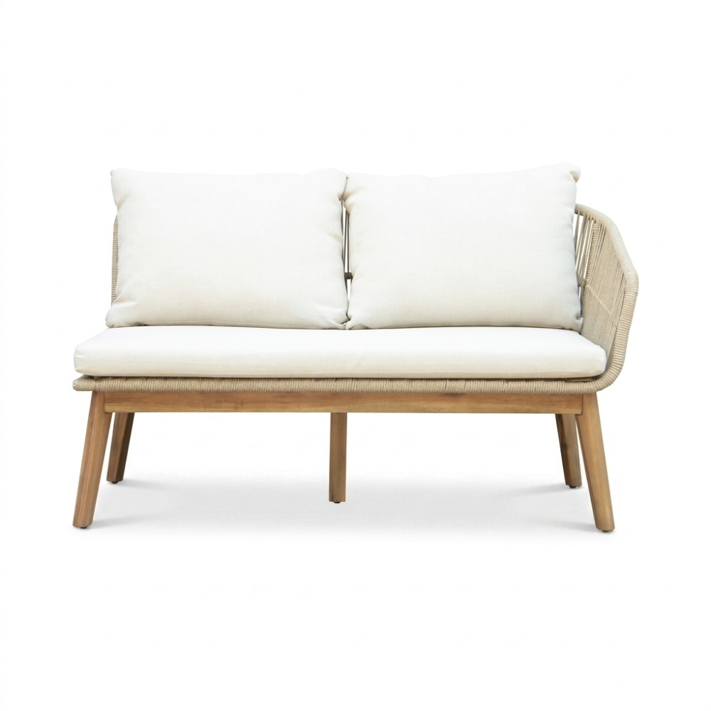 Bella hoek loungeset 5 personen | touw + hardhout | zand | 4-delig | 4-delig - 219x204cm