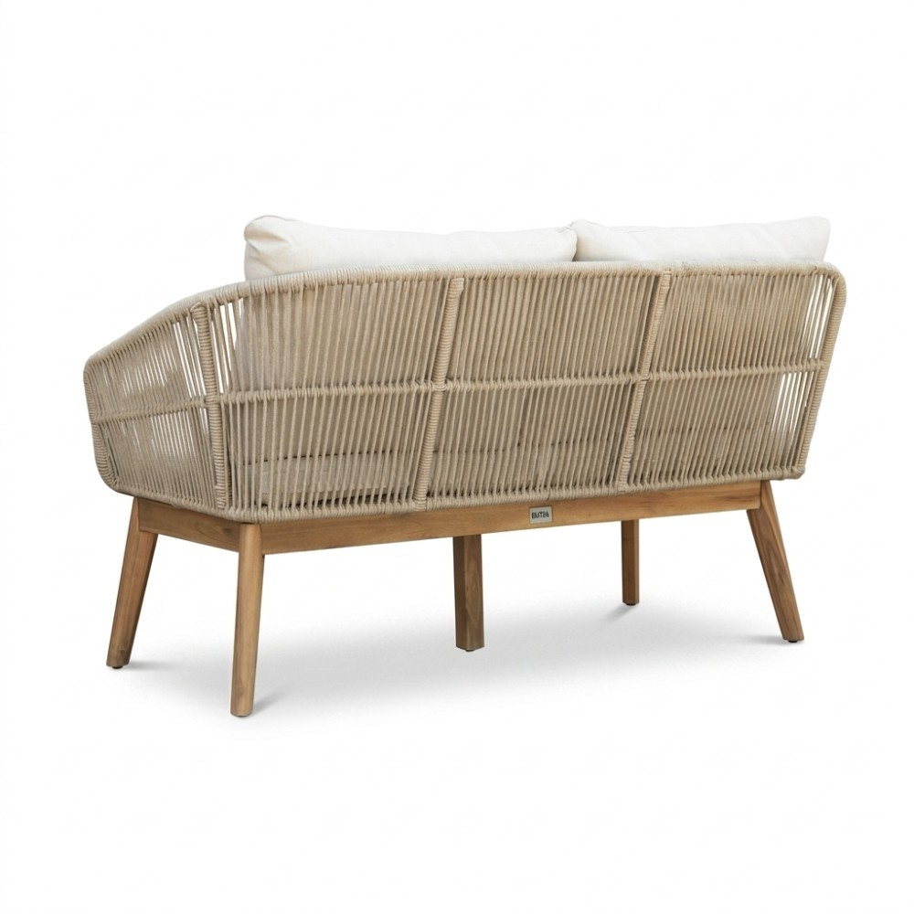 Bella hoek loungeset 5 personen | touw + hardhout | zand | 4-delig | 4-delig - 219x204cm