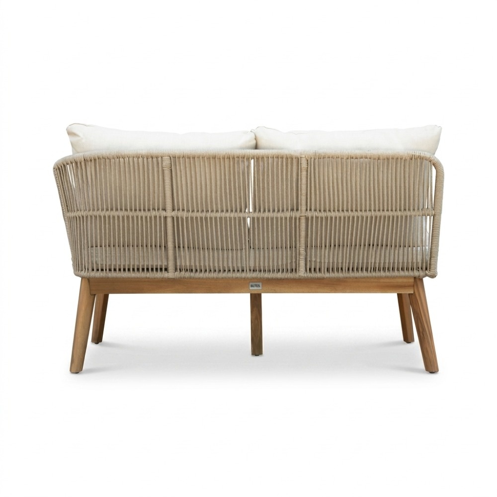 Bella hoek loungeset 5 personen | touw + hardhout | zand | 4-delig | 4-delig - 219x204cm
