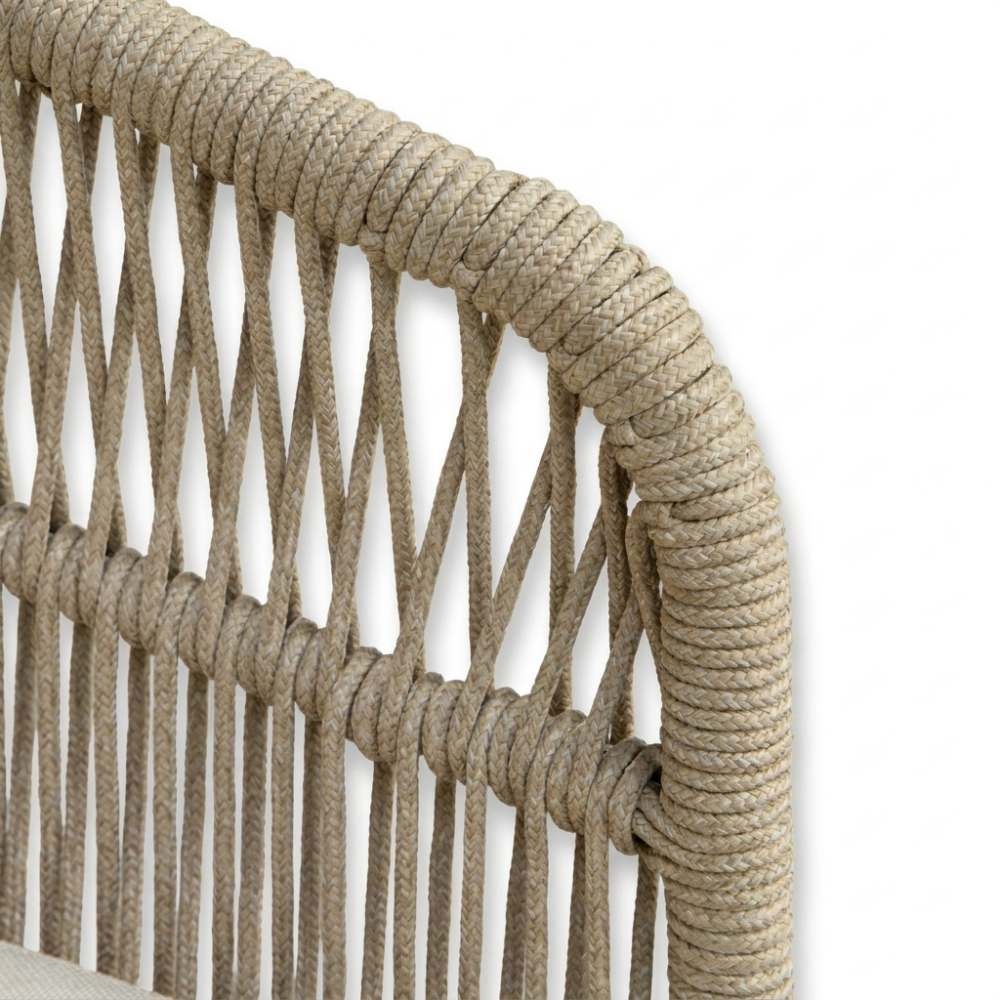 Bella hoek loungeset 5 personen | touw + hardhout | zand | 4-delig | 4-delig - 219x204cm