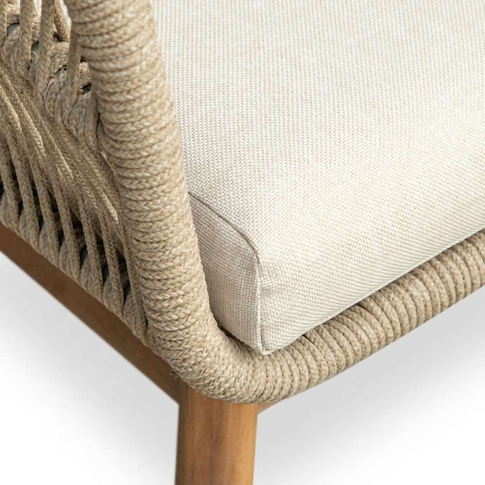 Bella hoek loungeset 5 personen | touw + hardhout | zand | 4-delig | 4-delig - 219x204cm