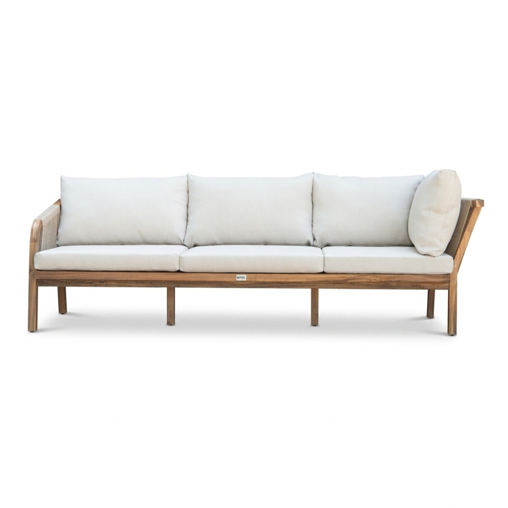 Bergamo hoek loungeset 6 personen | touw + hardhout | zand | 4-delig - 230x230cm